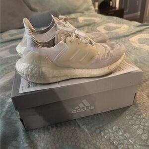 Adidas Light Cream and White Running Shoes